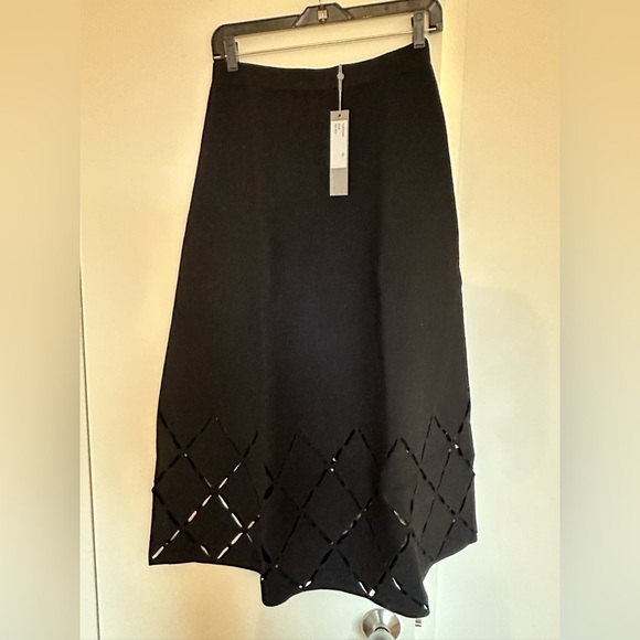 Lela rose black midi skirt